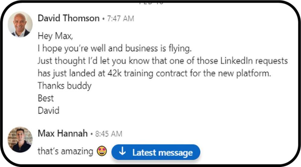 Client testimonial — £42k contract from LinkedIn